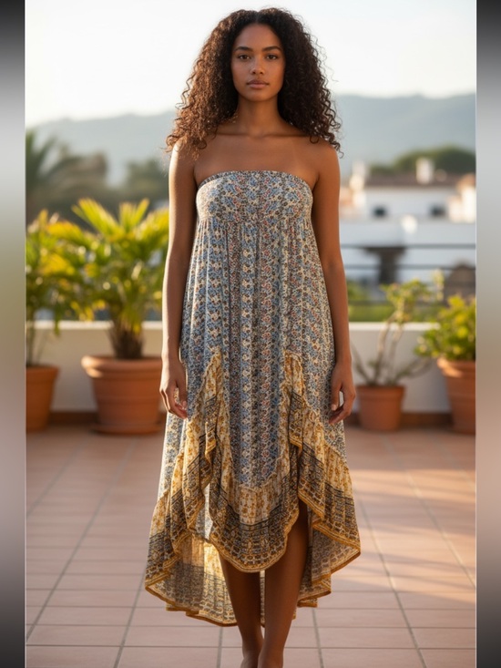 ILLA ILLA Dresses & Skirts - ILLA ILLA Boho Style High-Low Strapless Maxi Dress